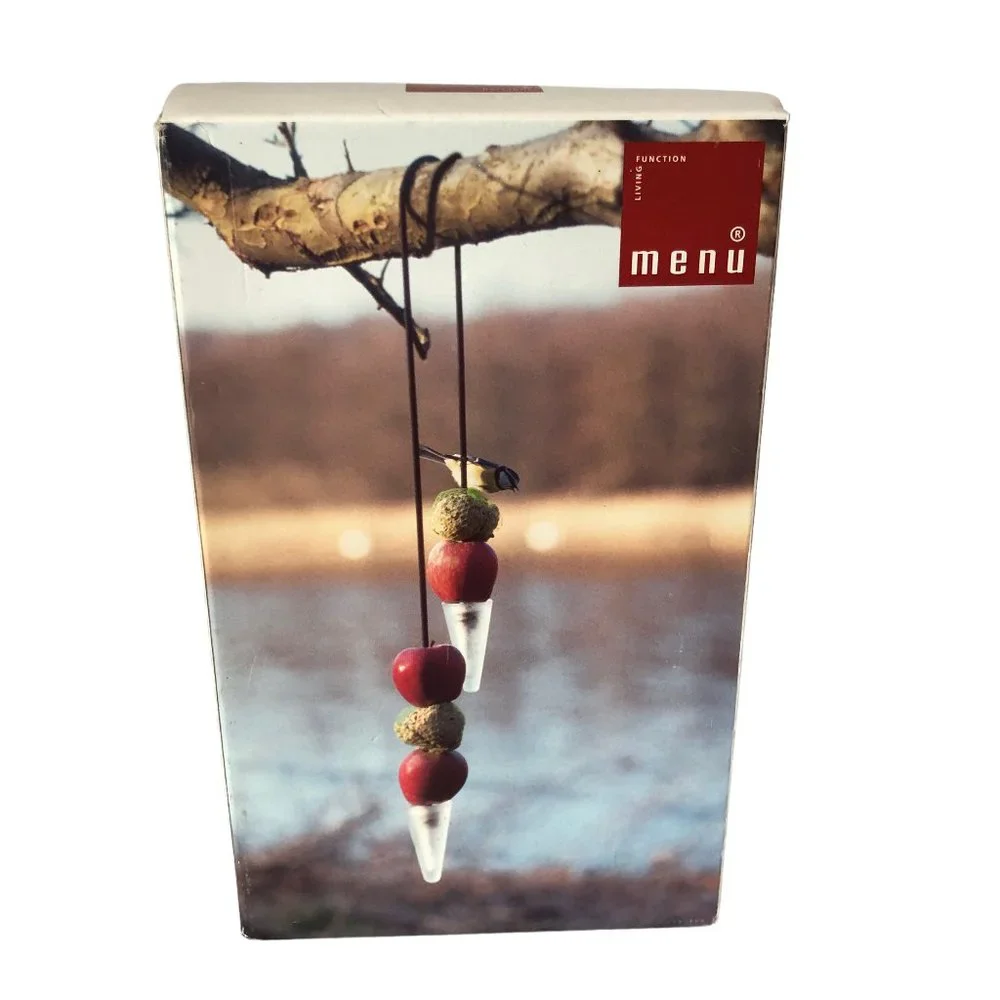 Danish Design Bird Feeder Frosted Glass Rubber Cord Pernille Vea for Menu A/S